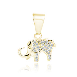 Pandantiv argint placat cu aur galben elefant cu pietre DiAmanti Z1940CG_W-DIA (Argint 925‰ 1 g.)